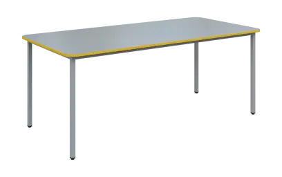 JSBR 190N Jídelní stůl 1900 x 900 mm, deska šedá s hranou žlutá odio / podnož stříbrná